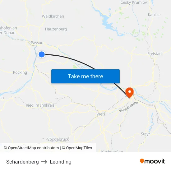 Schardenberg to Leonding map