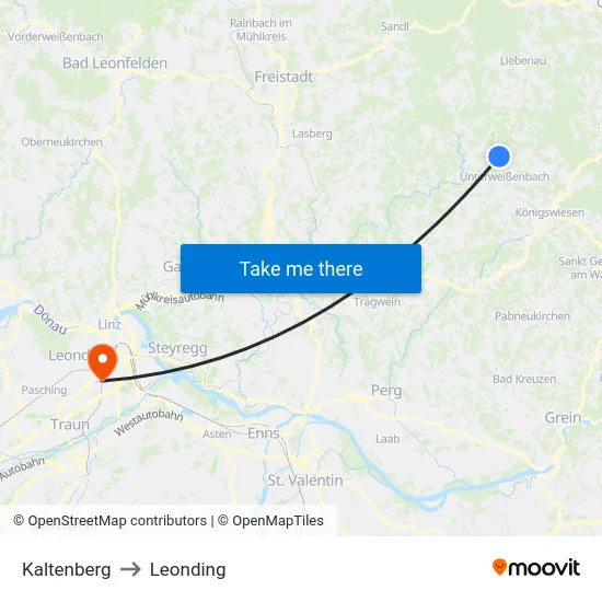 Kaltenberg to Leonding map