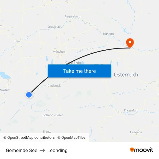 Gemeinde See to Leonding map