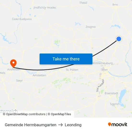Gemeinde Herrnbaumgarten to Leonding map