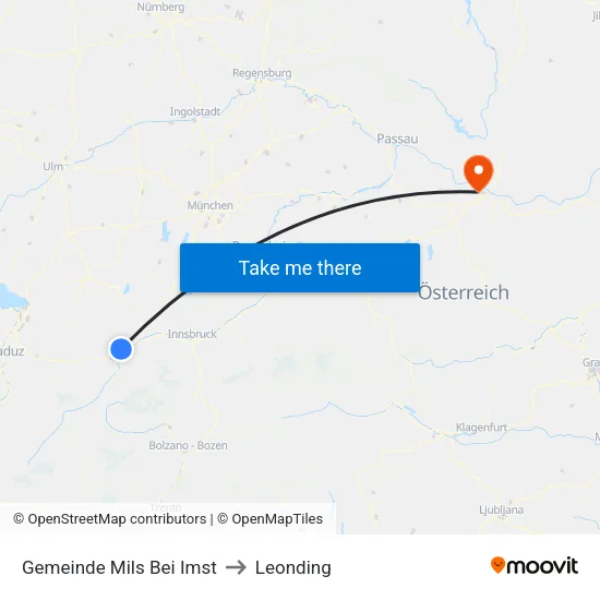 Gemeinde Mils Bei Imst to Leonding map