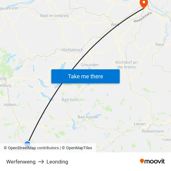 Werfenweng to Leonding map