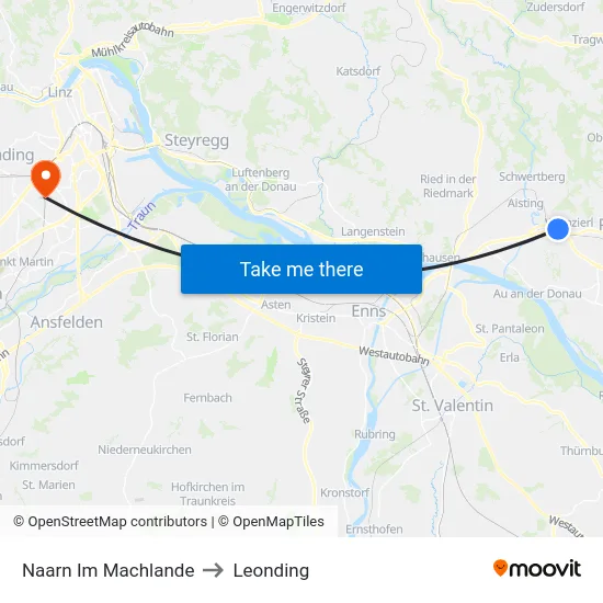 Naarn Im Machlande to Leonding map