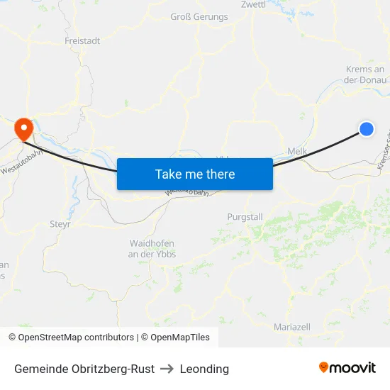 Gemeinde Obritzberg-Rust to Leonding map