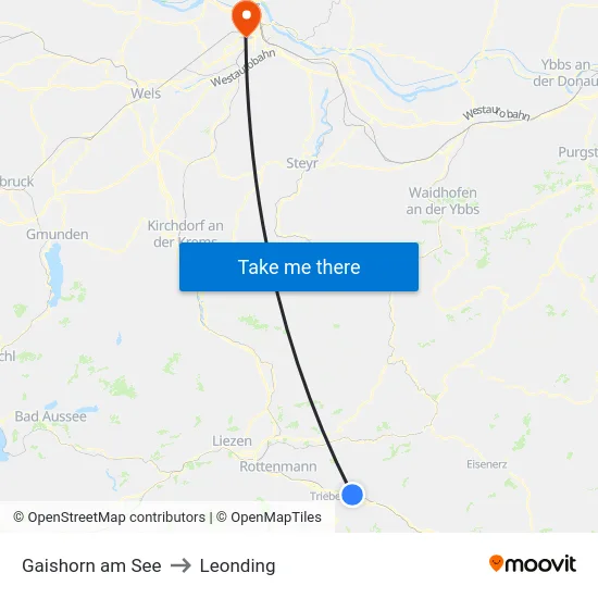 Gaishorn am See to Leonding map