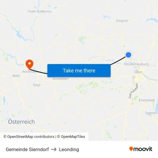 Gemeinde Sierndorf to Leonding map