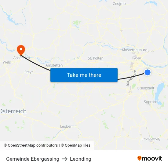 Gemeinde Ebergassing to Leonding map
