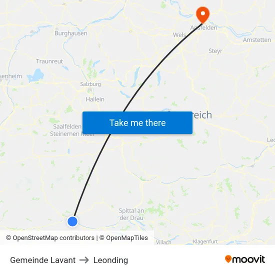 Gemeinde Lavant to Leonding map