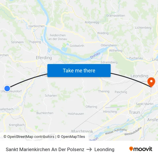 Sankt Marienkirchen An Der Polsenz to Leonding map