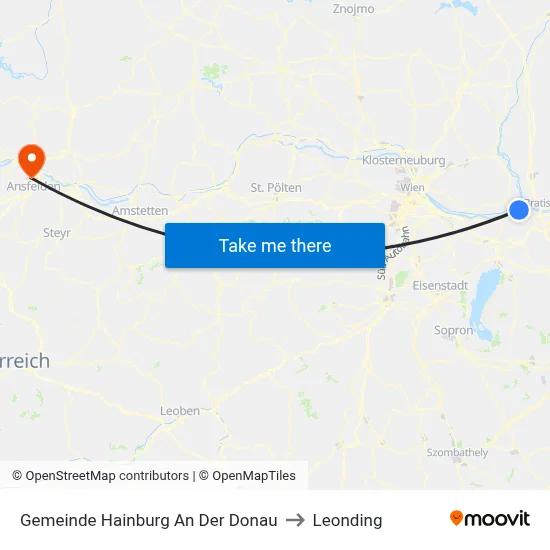 Gemeinde Hainburg An Der Donau to Leonding map