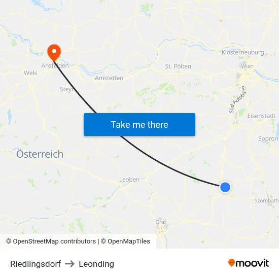 Riedlingsdorf to Leonding map
