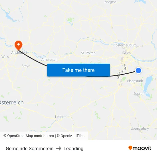 Gemeinde Sommerein to Leonding map