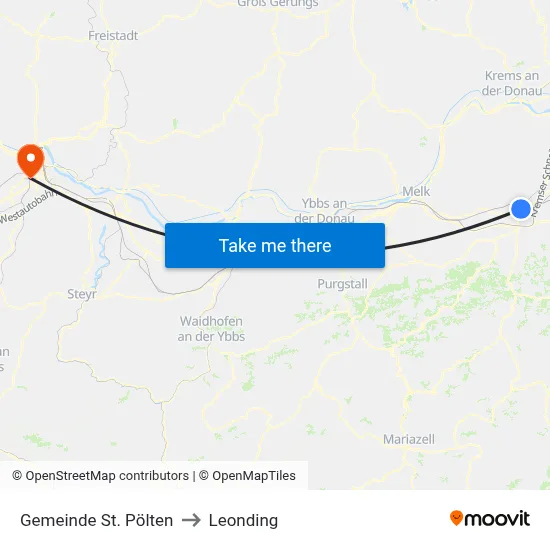 Gemeinde St. Pölten to Leonding map