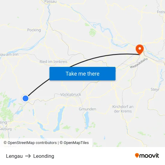 Lengau to Leonding map