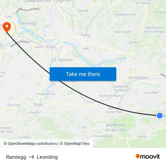 Randegg to Leonding map