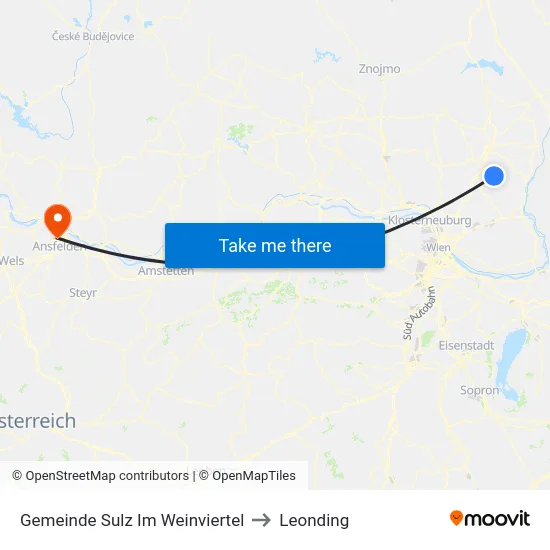 Gemeinde Sulz Im Weinviertel to Leonding map