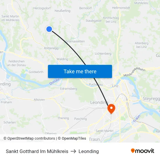 Sankt Gotthard Im Mühlkreis to Leonding map