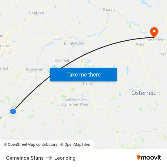 Gemeinde Stans to Leonding map