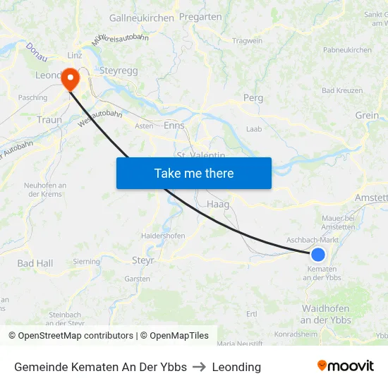 Gemeinde Kematen An Der Ybbs to Leonding map