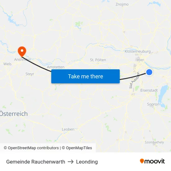 Gemeinde Rauchenwarth to Leonding map