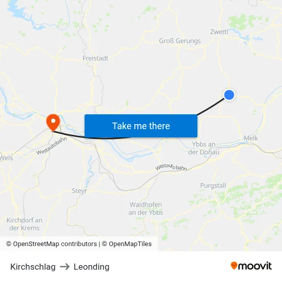 Kirchschlag to Leonding map