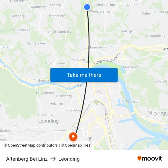 Altenberg Bei Linz to Leonding map