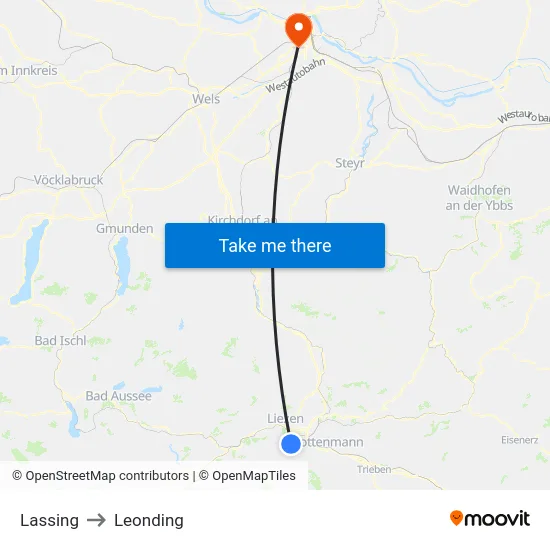 Lassing to Leonding map