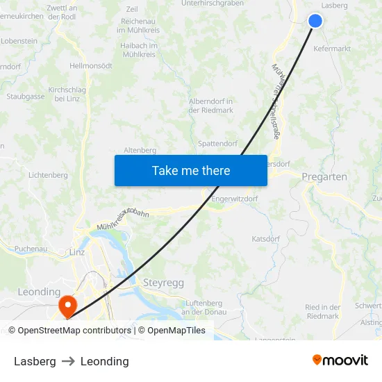Lasberg to Leonding map