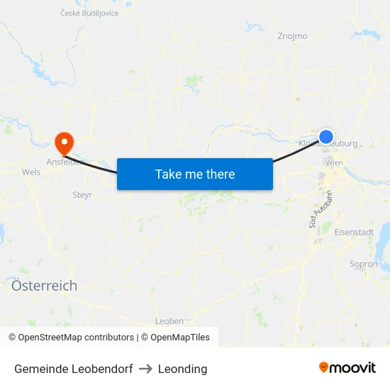 Gemeinde Leobendorf to Leonding map