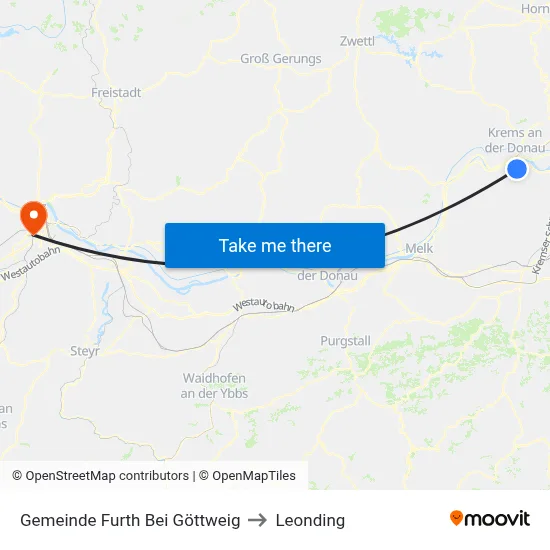 Gemeinde Furth Bei Göttweig to Leonding map