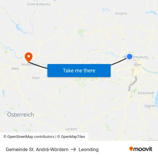 Gemeinde St. Andrä-Wördern to Leonding map