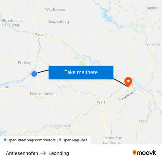 Antiesenhofen to Leonding map