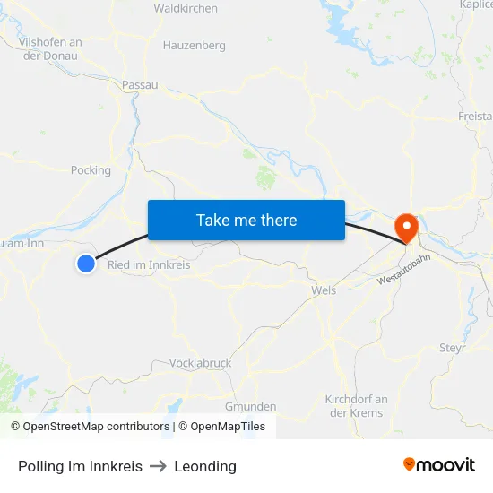 Polling Im Innkreis to Leonding map