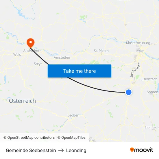 Gemeinde Seebenstein to Leonding map