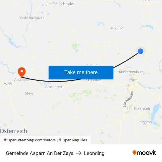 Gemeinde Asparn An Der Zaya to Leonding map