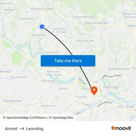 Arnreit to Leonding map