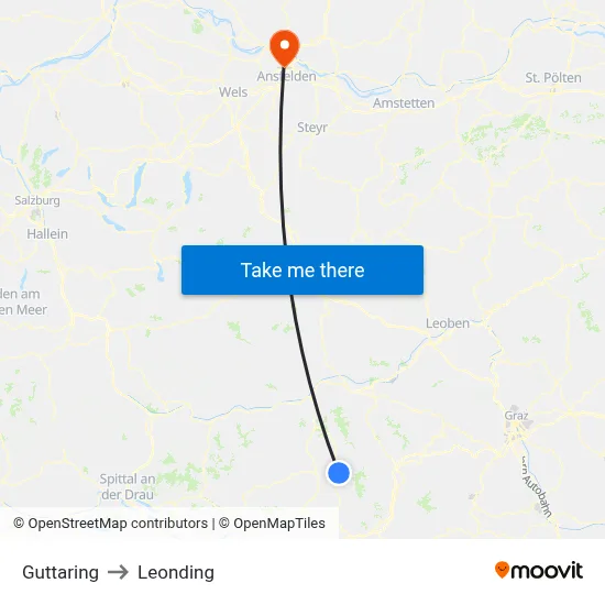 Guttaring to Leonding map