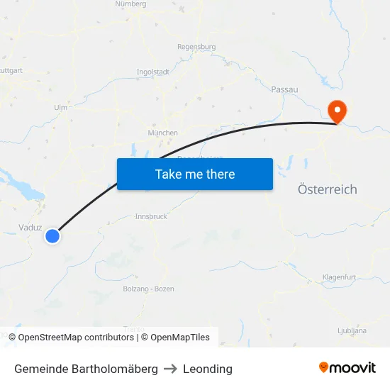 Gemeinde Bartholomäberg to Leonding map