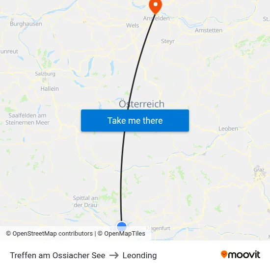 Treffen am Ossiacher See to Leonding map