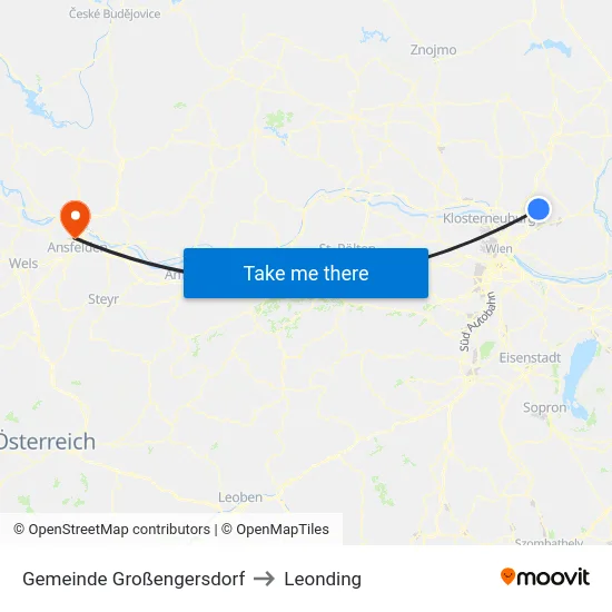 Gemeinde Großengersdorf to Leonding map