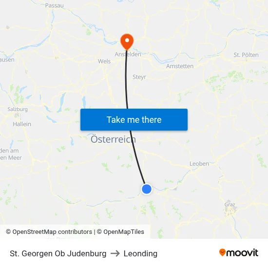 St. Georgen Ob Judenburg to Leonding map