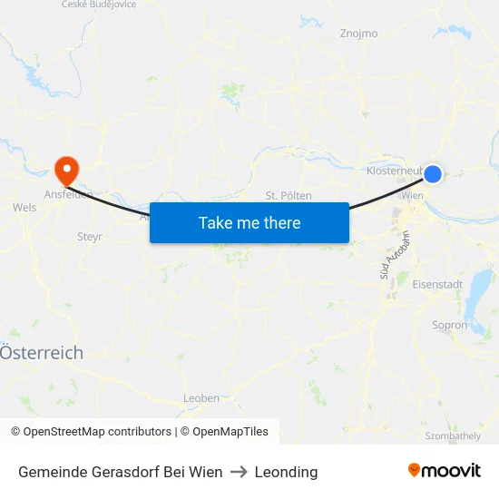 Gemeinde Gerasdorf Bei Wien to Leonding map