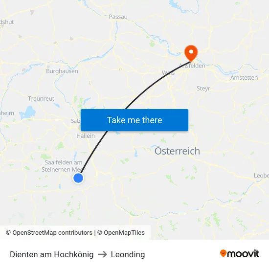 Dienten am Hochkönig to Leonding map