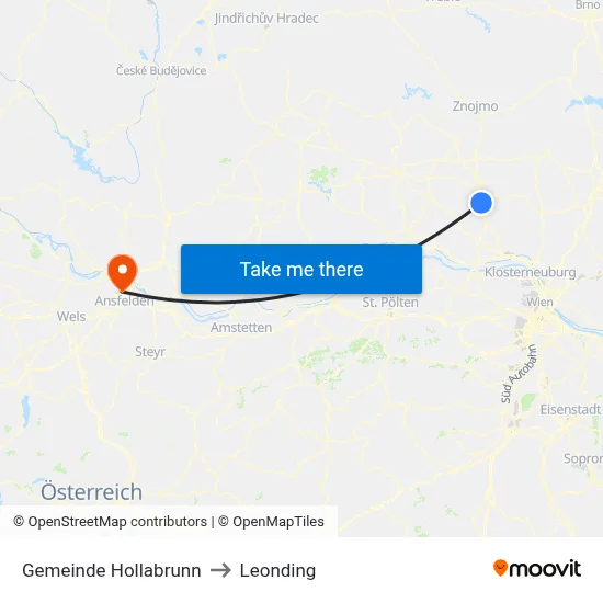 Gemeinde Hollabrunn to Leonding map