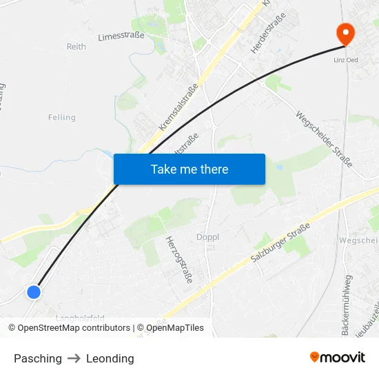 Pasching to Leonding map