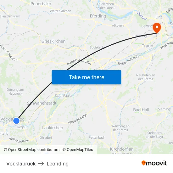 Vöcklabruck to Leonding map