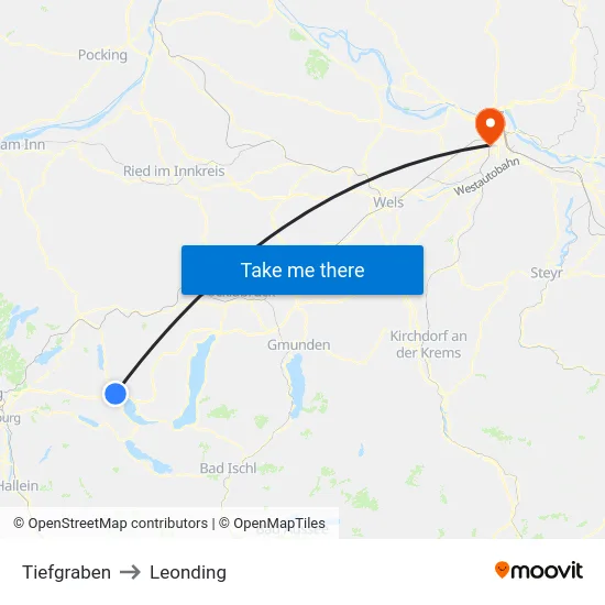 Tiefgraben to Leonding map