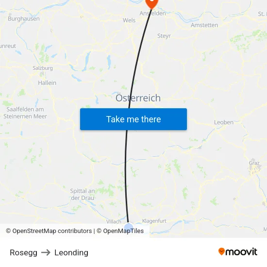 Rosegg to Leonding map