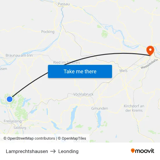 Lamprechtshausen to Leonding map