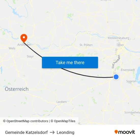 Gemeinde Katzelsdorf to Leonding map